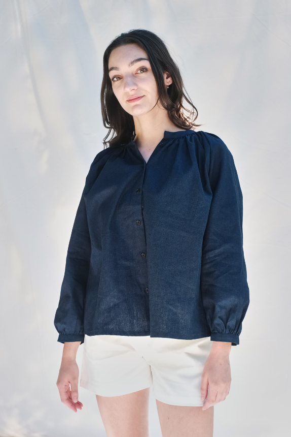 Article #229 - Chemise en coton YVONNE - Indigo