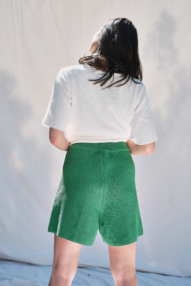 Item #23 JANE Cotton Shorts- Hollywood green.