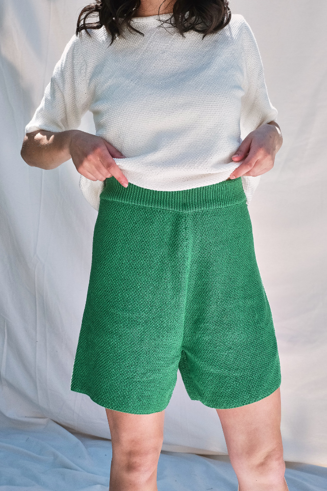 Item #23 JANE Cotton Shorts- Hollywood green.