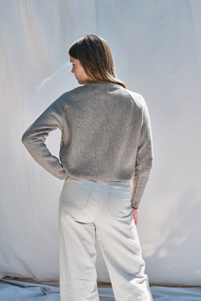 Item #250 - VALÉRIE Cropped Cardigan in Organic Cotton- Pearl grey