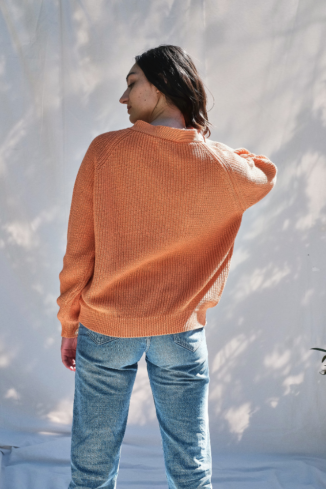 Item #281 - ANNA V-Neck Cardigan in Organic Cotton - Melon