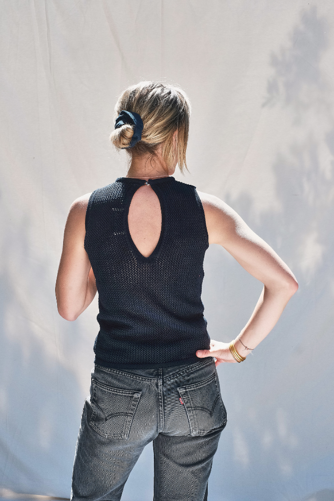 Item #30C OCTAVIE Cotton Top- Navy blue
