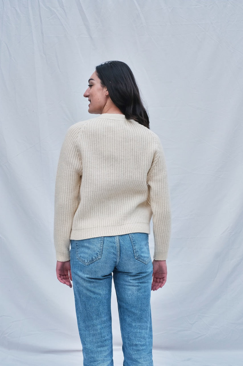 Item #113 - ANNA V-Neck Cardigan in Merino Wool - Off-White