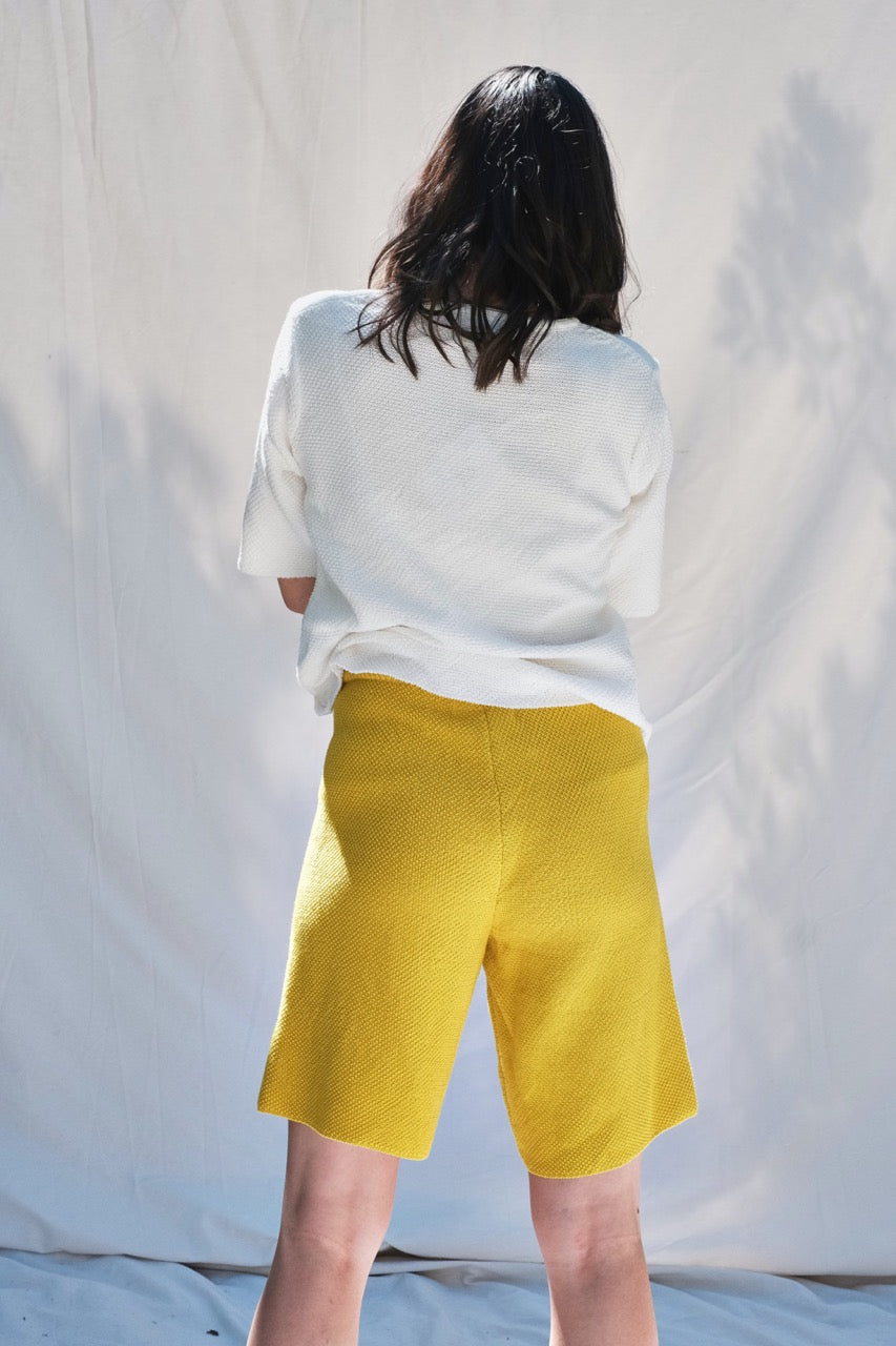Item #3 ALEXANDRA Knitted Bermuda in Organic Cotton- Buttercup