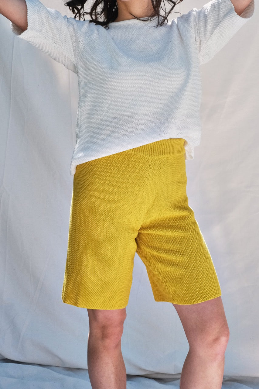Item #3 ALEXANDRA Knitted Bermuda in Organic Cotton- Buttercup