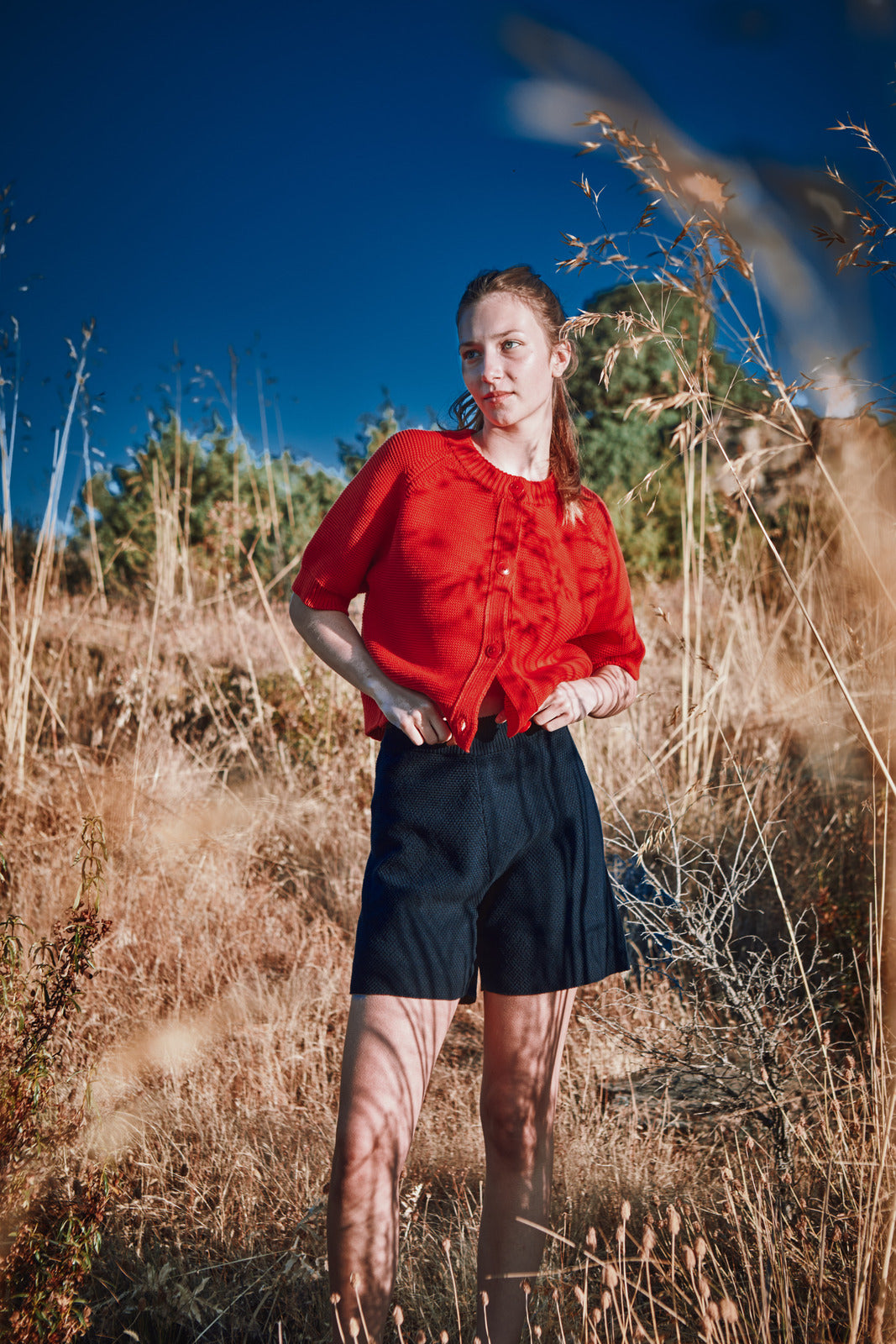 JANE Slim-Fit Shorts in Organic Cotton - Navy