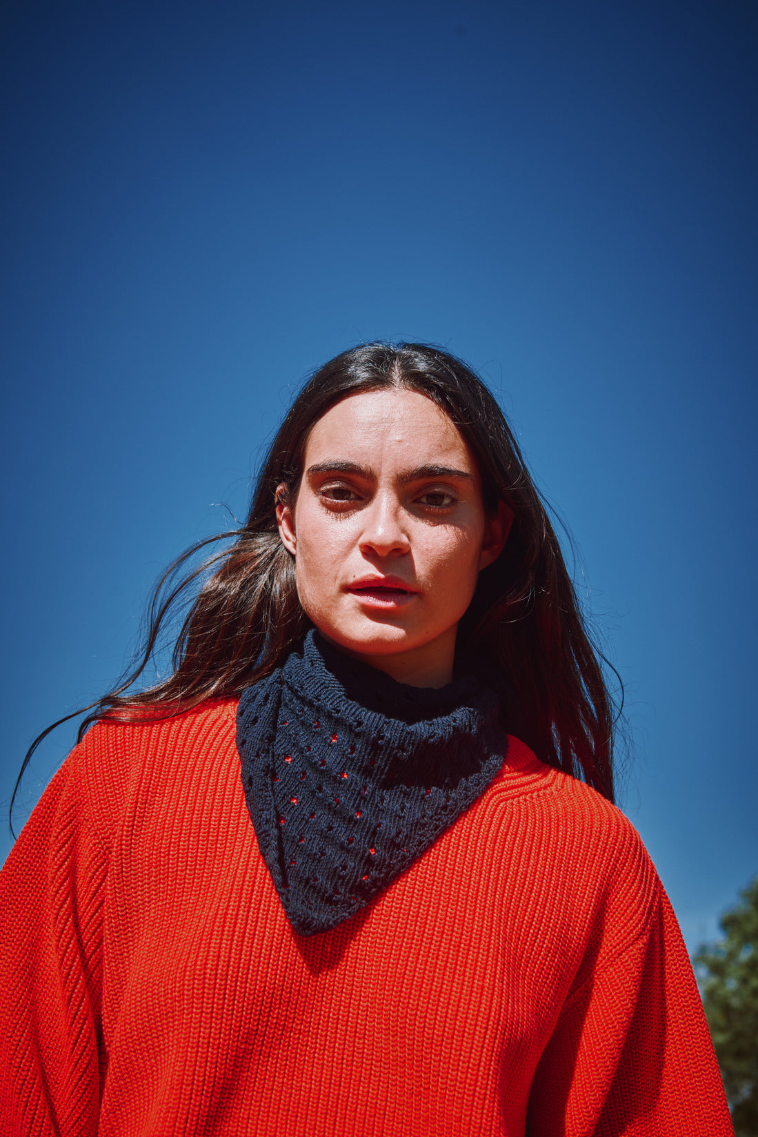 JASMINE Bandana Scarf in Organic Cotton - Navy Blue