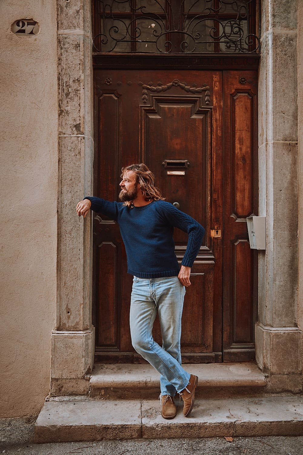 JOSEPH Unisex Cable Sweater in Merino Wool - Navy | L'Envers