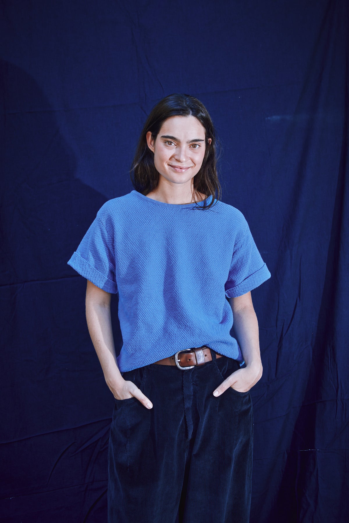 LÉA Short-Sleeve Tee in Organic Cotton - Cyan Blue