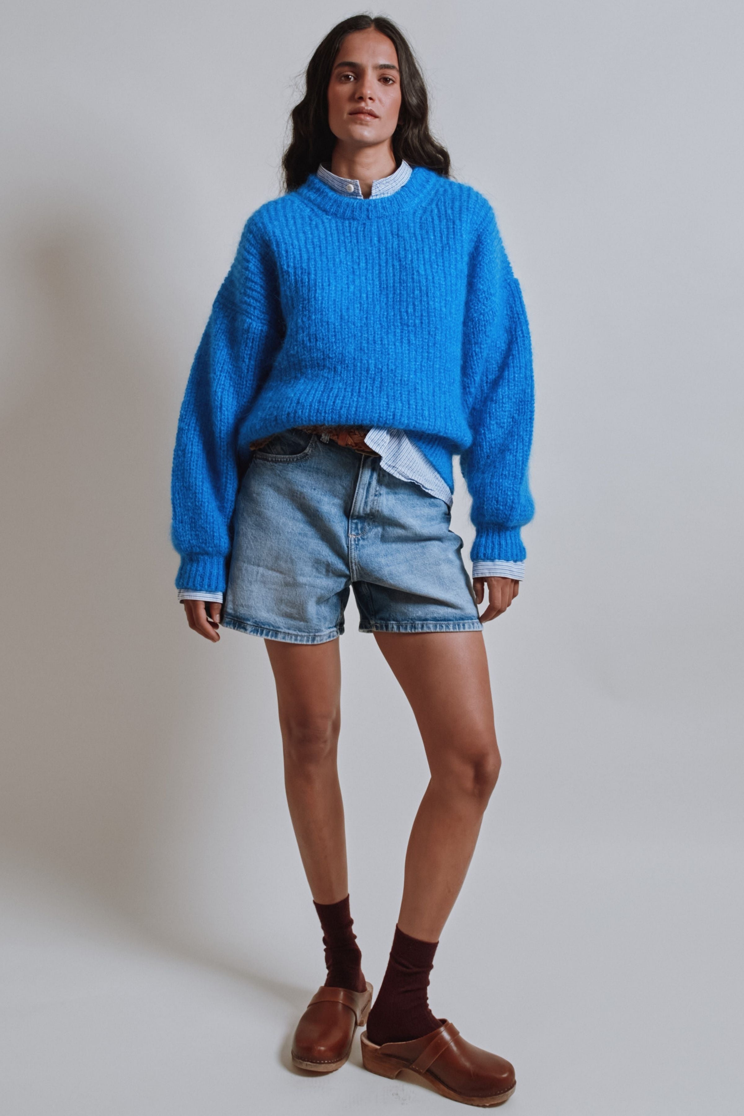LUCIE Batwing Sweater in Mohair Wool - Cobalt Blue