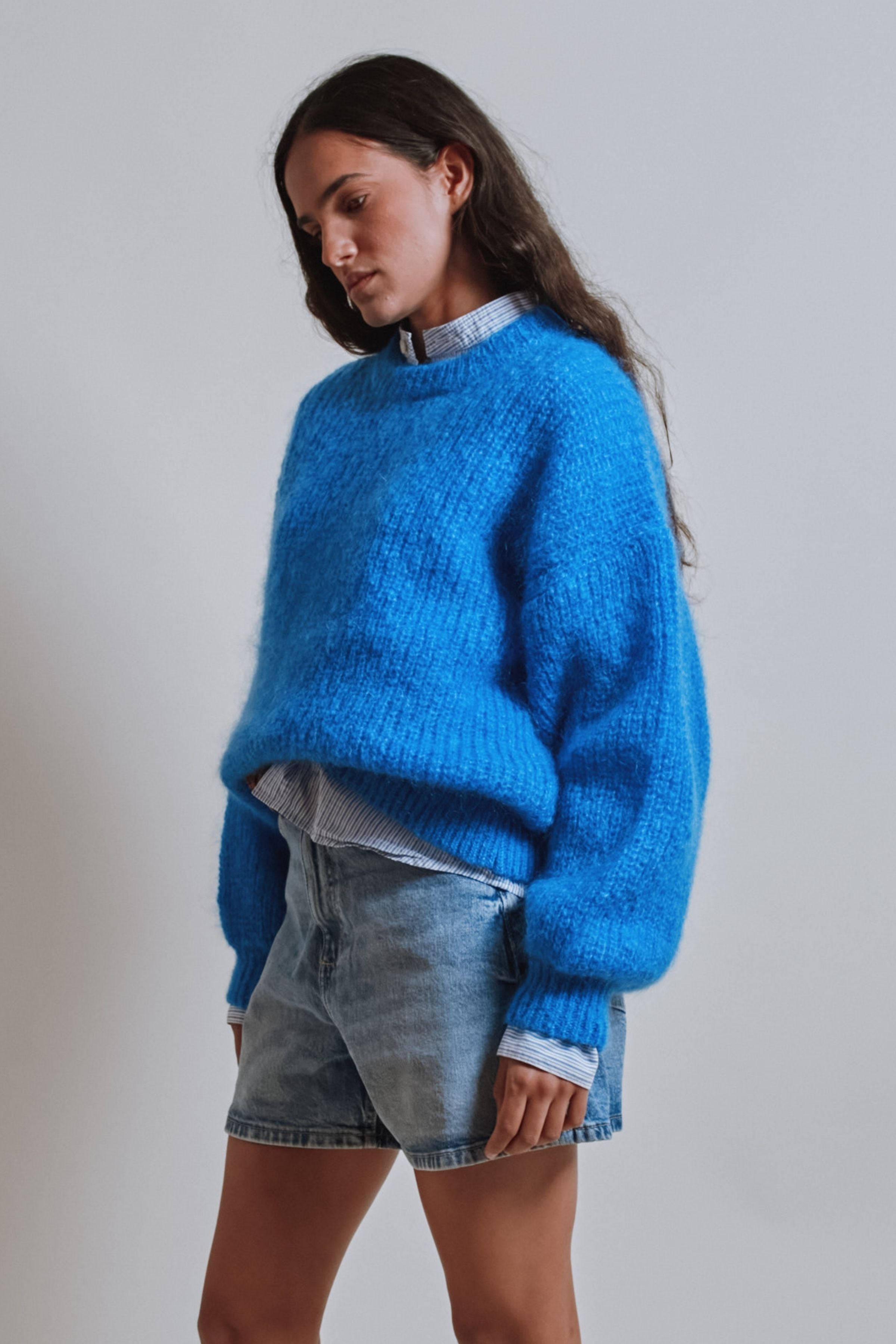 LUCIE Batwing Sweater in Mohair Wool - Cobalt Blue
