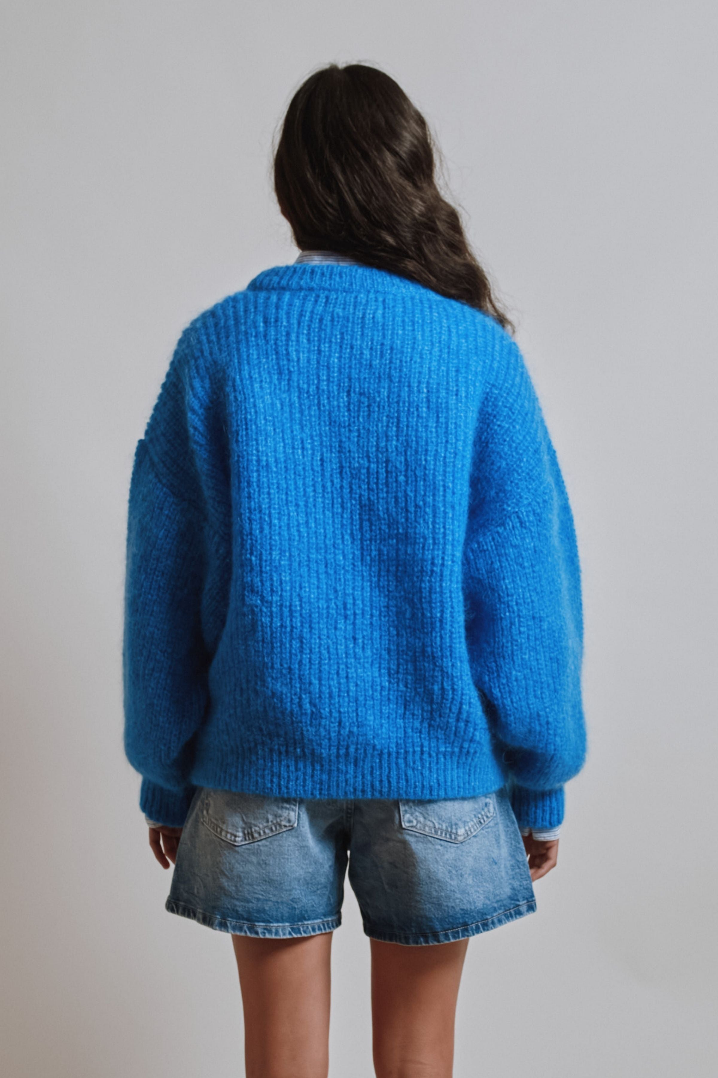 LUCIE Batwing Sweater in Mohair Wool - Cobalt Blue