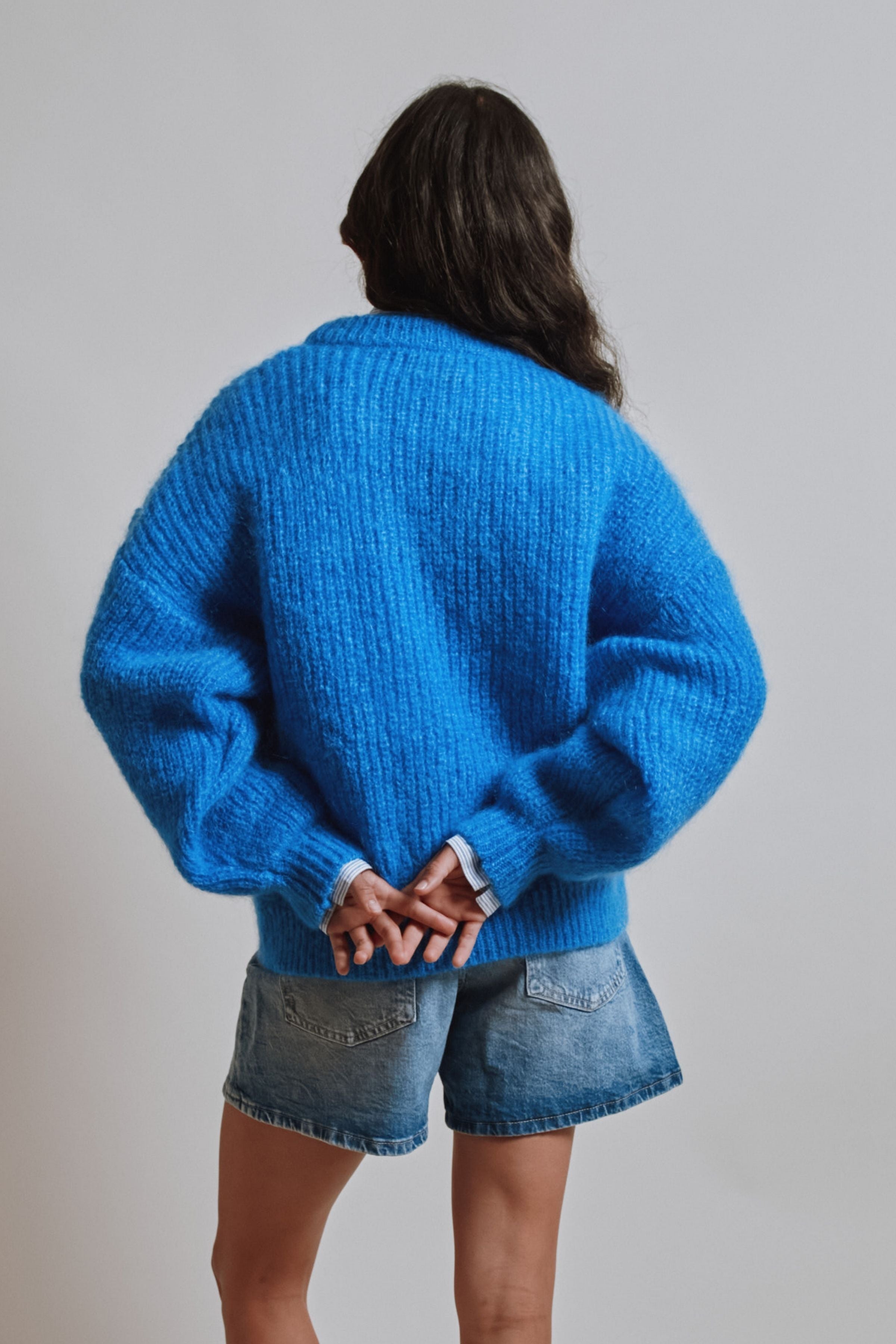 LUCIE Batwing Sweater in Mohair Wool - Cobalt Blue