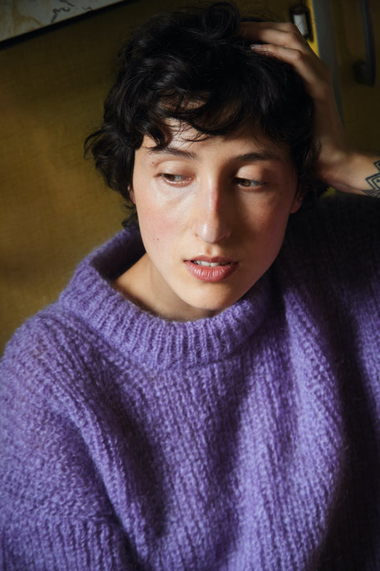 LUCIE Sweater - 100% Cruelty Free Merino mohair Wool in lilac purple - Spanish Merino Wool sweater - L'Envers