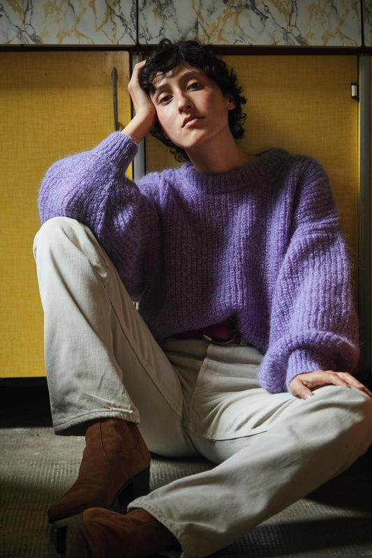 LUCIE Sweater - 100% Cruelty Free Merino mohair Wool in lilac purple - Spanish Merino Wool sweater - L'Envers
