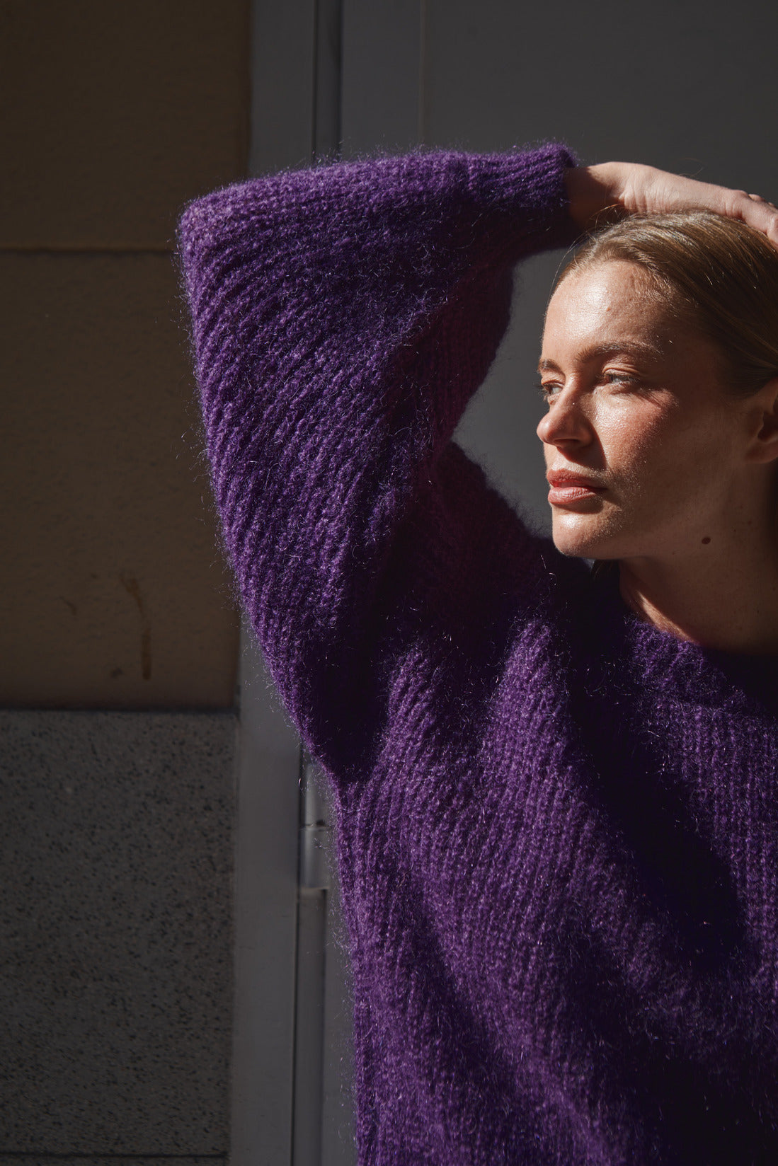 LUCIE Batwing Sweater in Mohair Wool - Purple