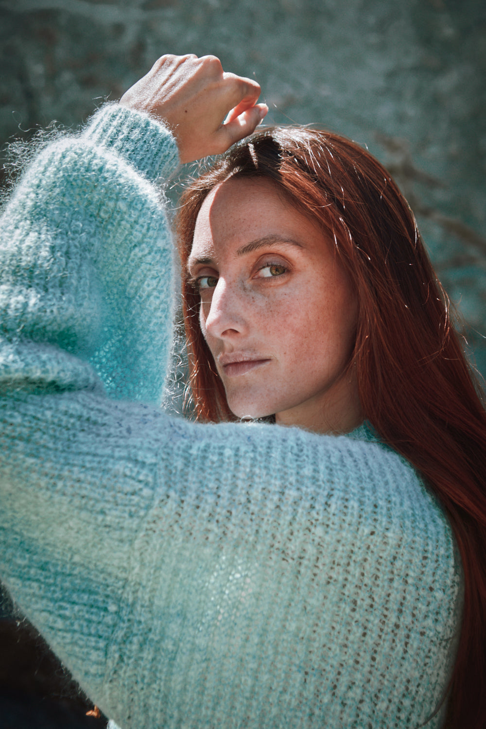 LUCIE Pull en laine mohair par Marion Graux x L'Envers - Bleu glacier