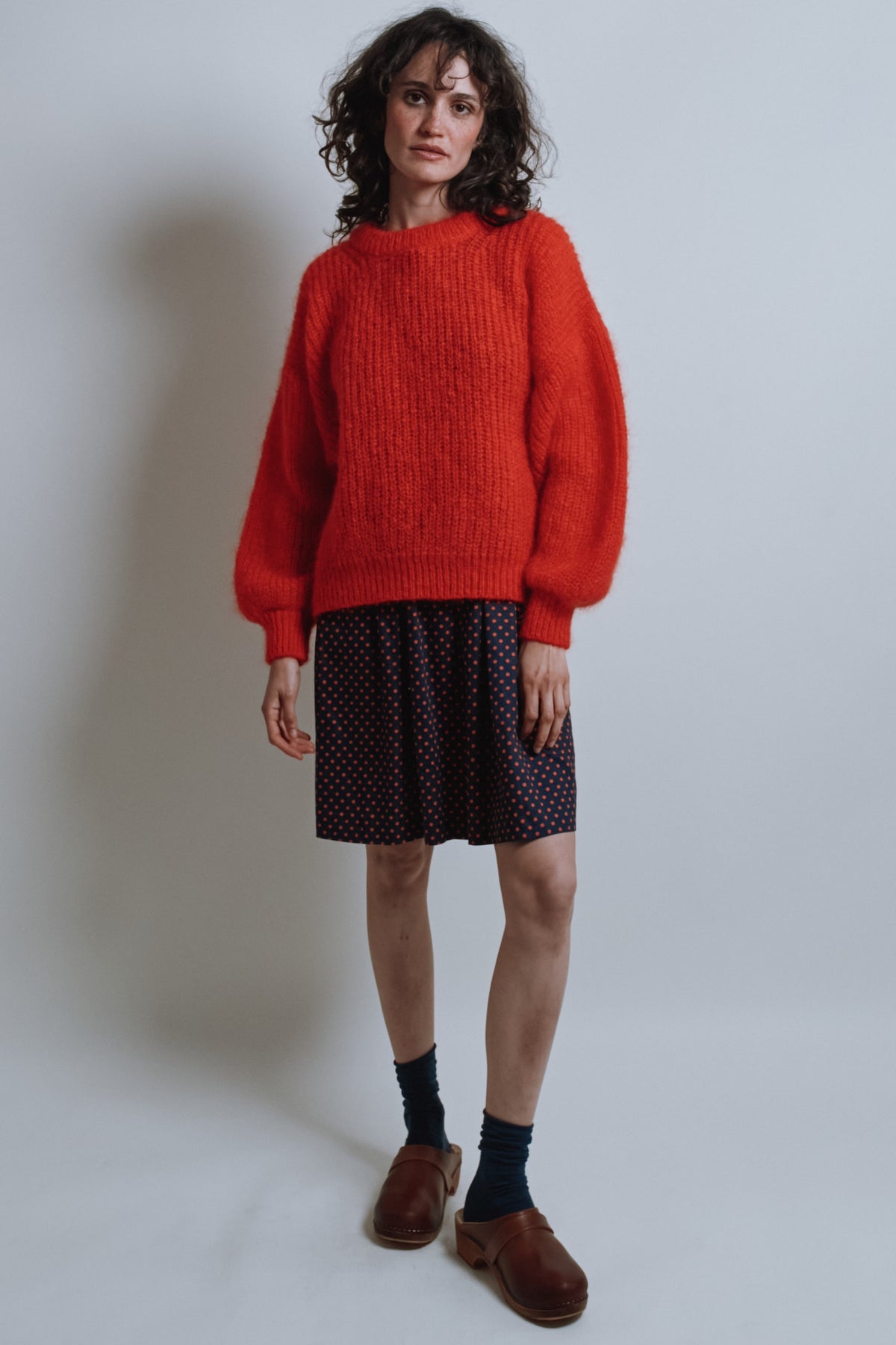 LUCIE Batwing Sweater in Mohair Wool - Red - Ready to Ship