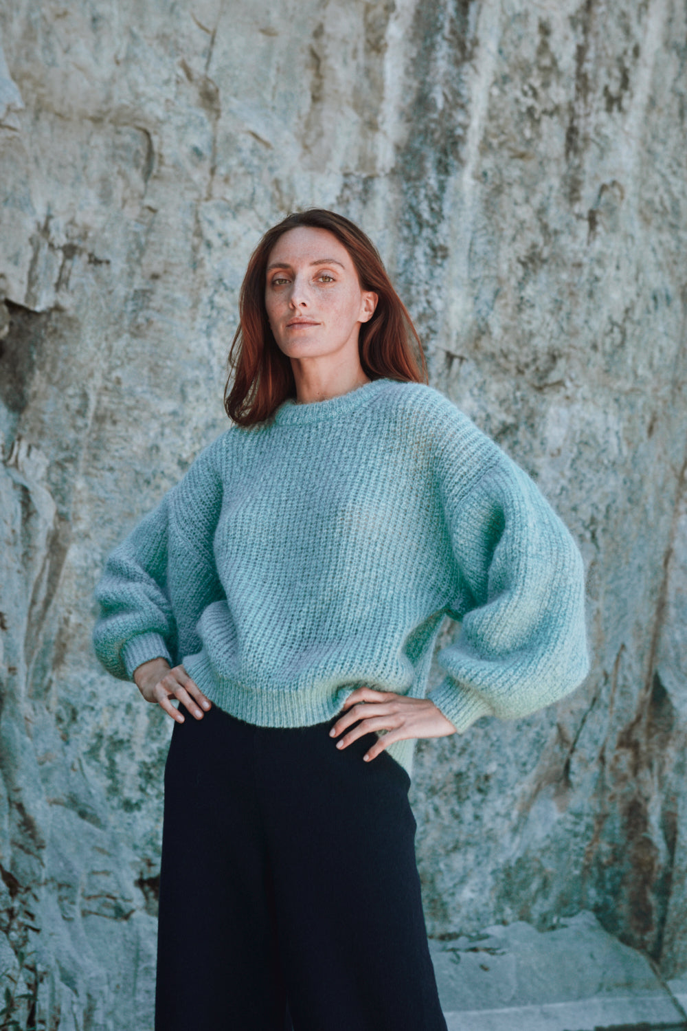 LUCIE Pull en laine mohair par Marion Graux x L'Envers - Bleu glacier