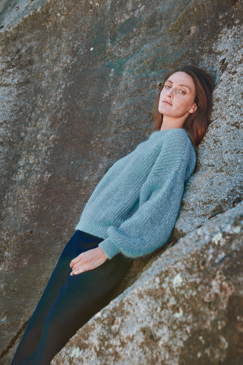 LUCIE Pull en laine mohair par Marion Graux x L'Envers - Bleu glacier