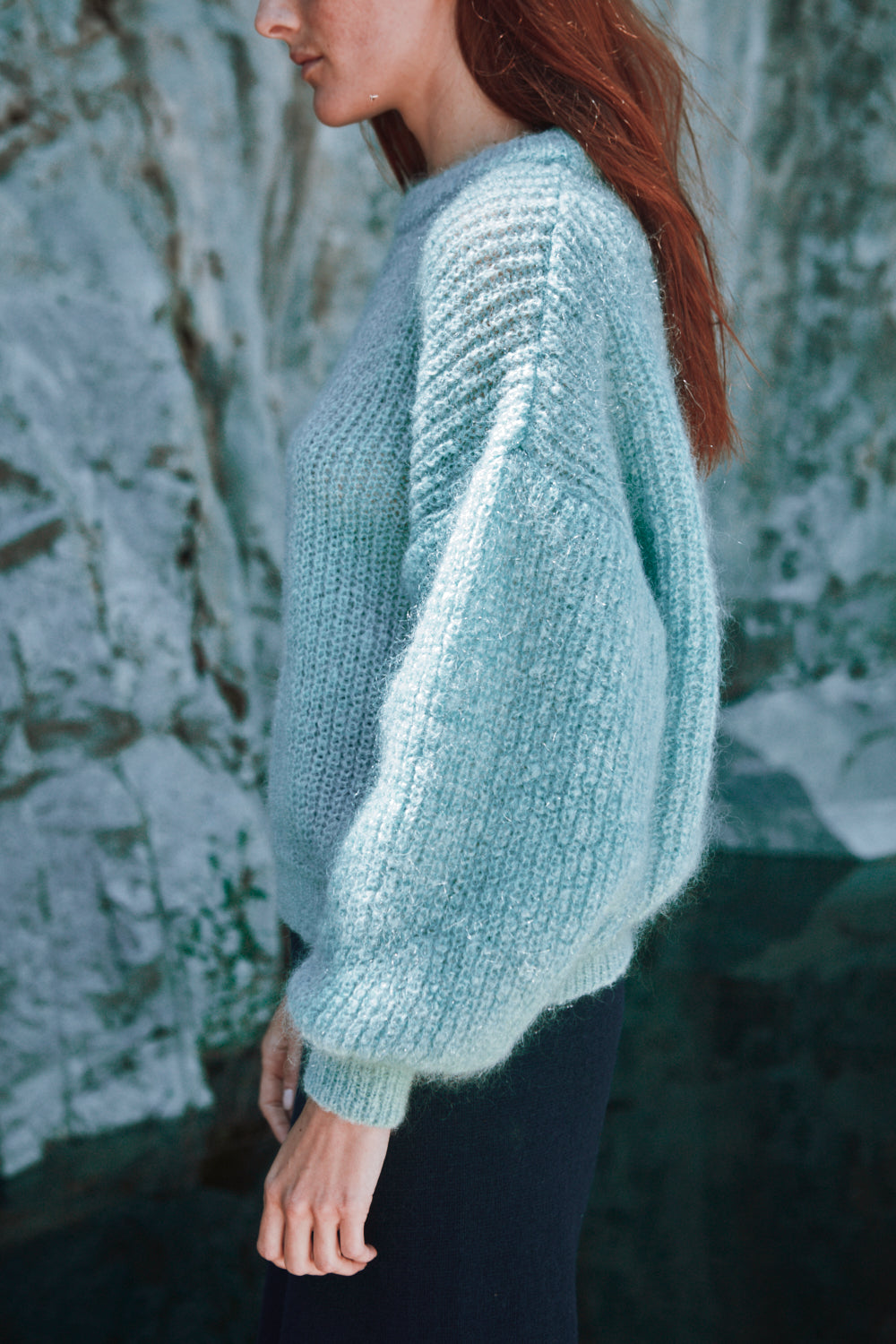 LUCIE Pull en laine mohair par Marion Graux x L'Envers - Bleu glacier