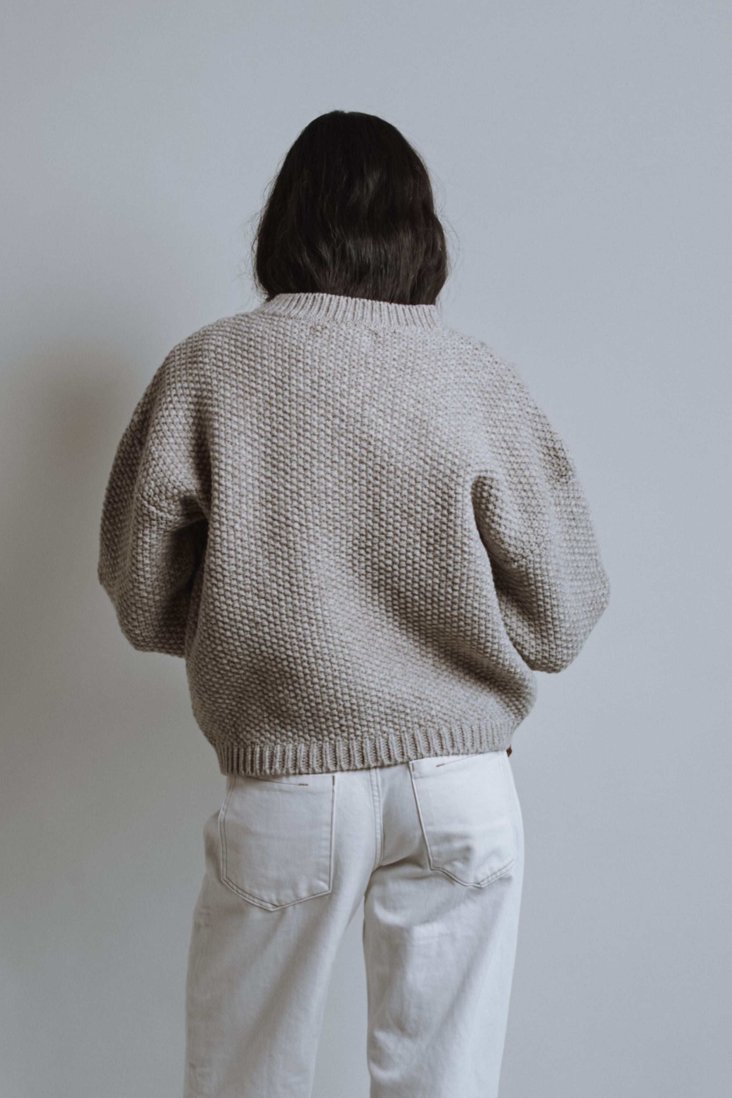 PAOLA Irish Cable Sweater in Merino Wool - Beige
