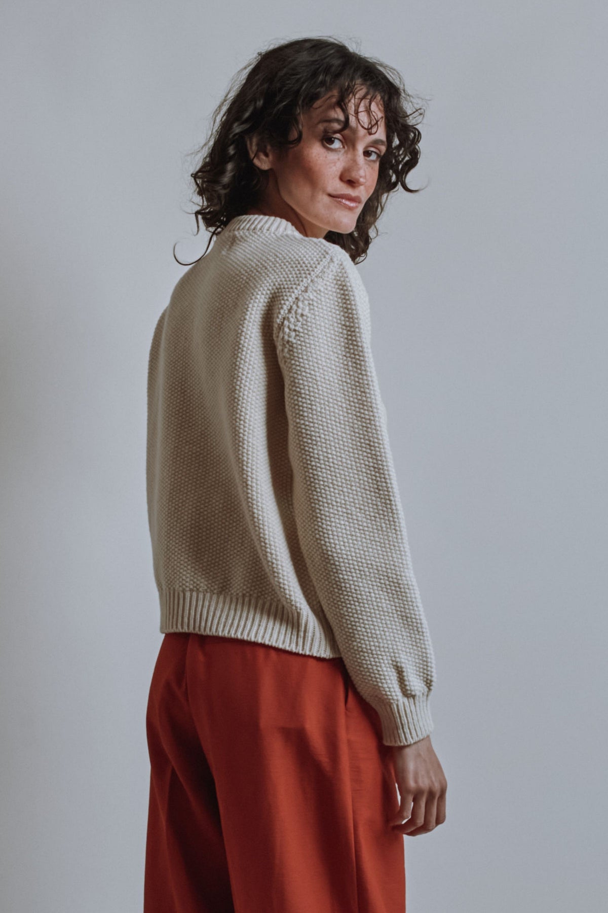Pull irlandais torsadé en laine mérinos PAOLA - écru