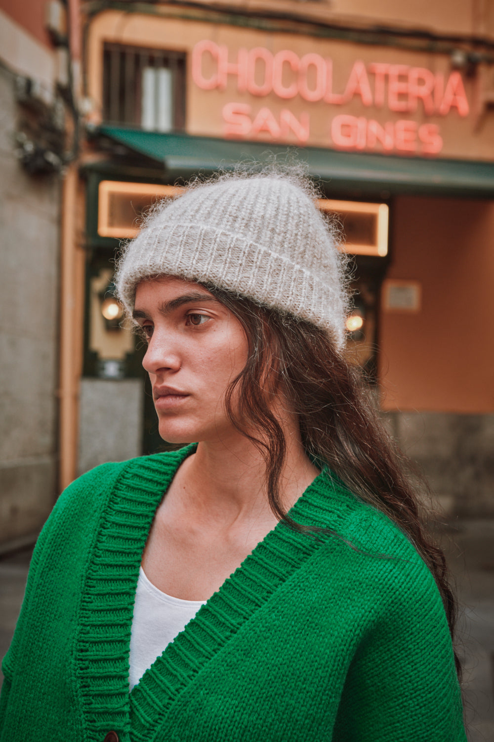 PAUL Beanie in Merino-Mohair Wool - Beige -100% cruelty- free and sustainable knitwear - L'envers
