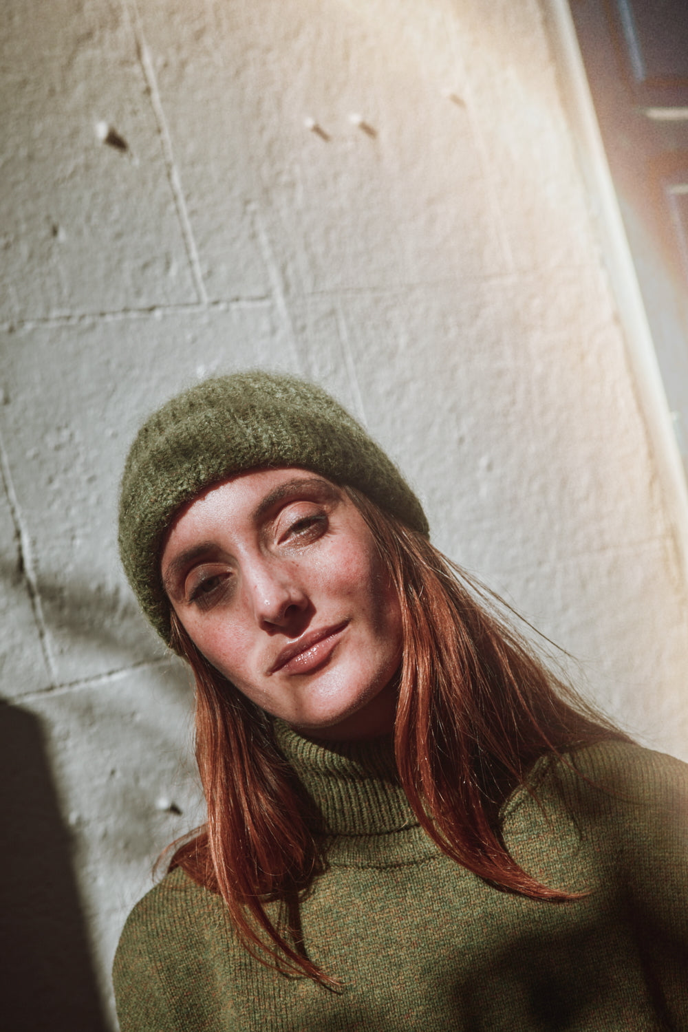 PAUL Beanie in Merino-Mohair Wool - Olive Green