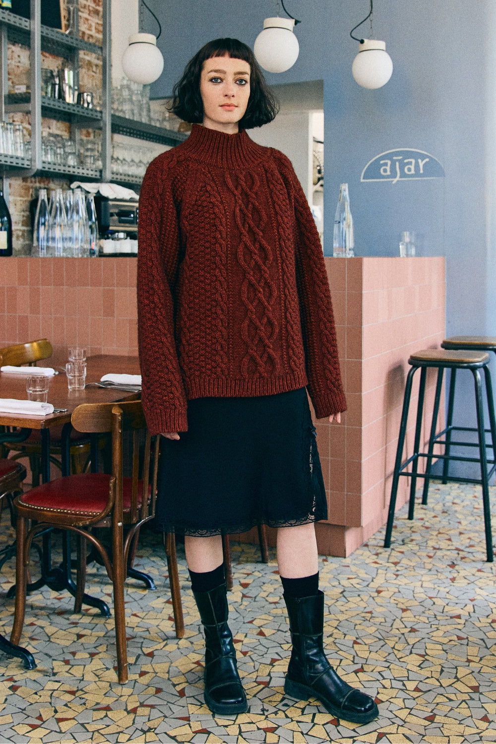 PATTI Unisex Cable Sweater in Yak Wool by Love&Dress x L'Envers - Rust Red