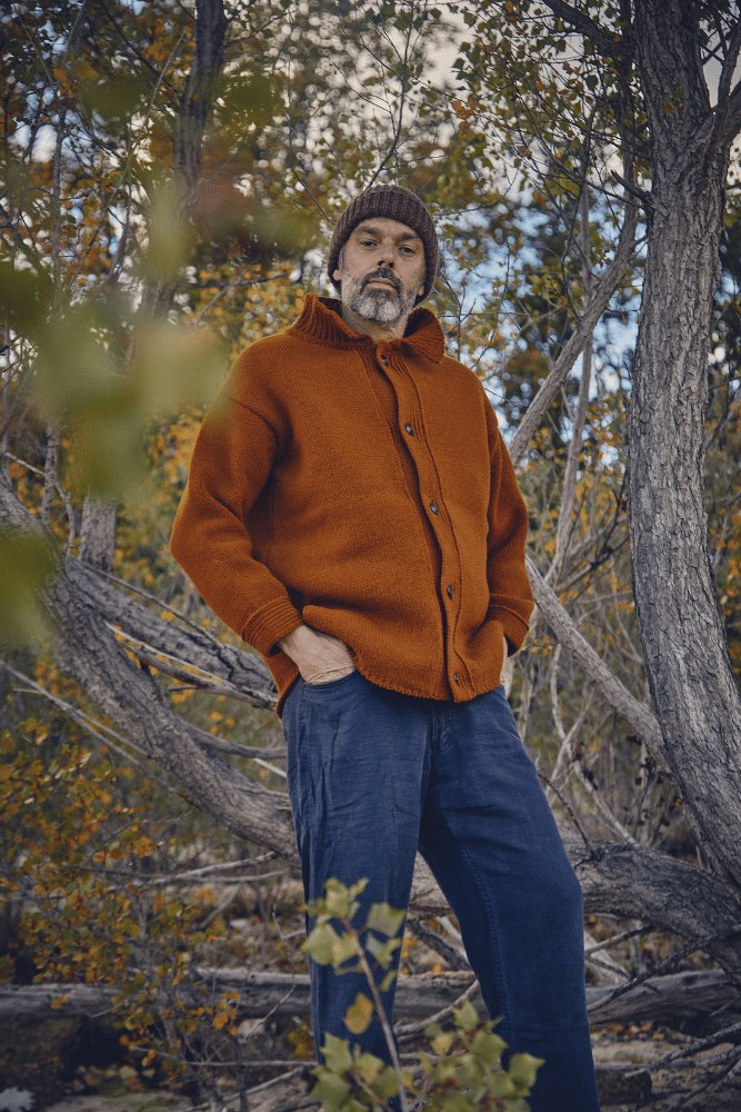 WILLIAM Cardigan 100 Cruelty Free Wool Amber L Envers L