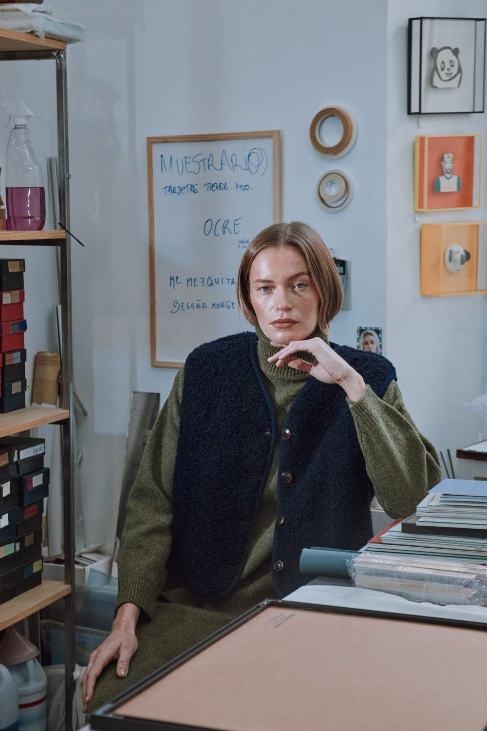 LUCE Shepherd's Vest in Curly Alpaca - Navy