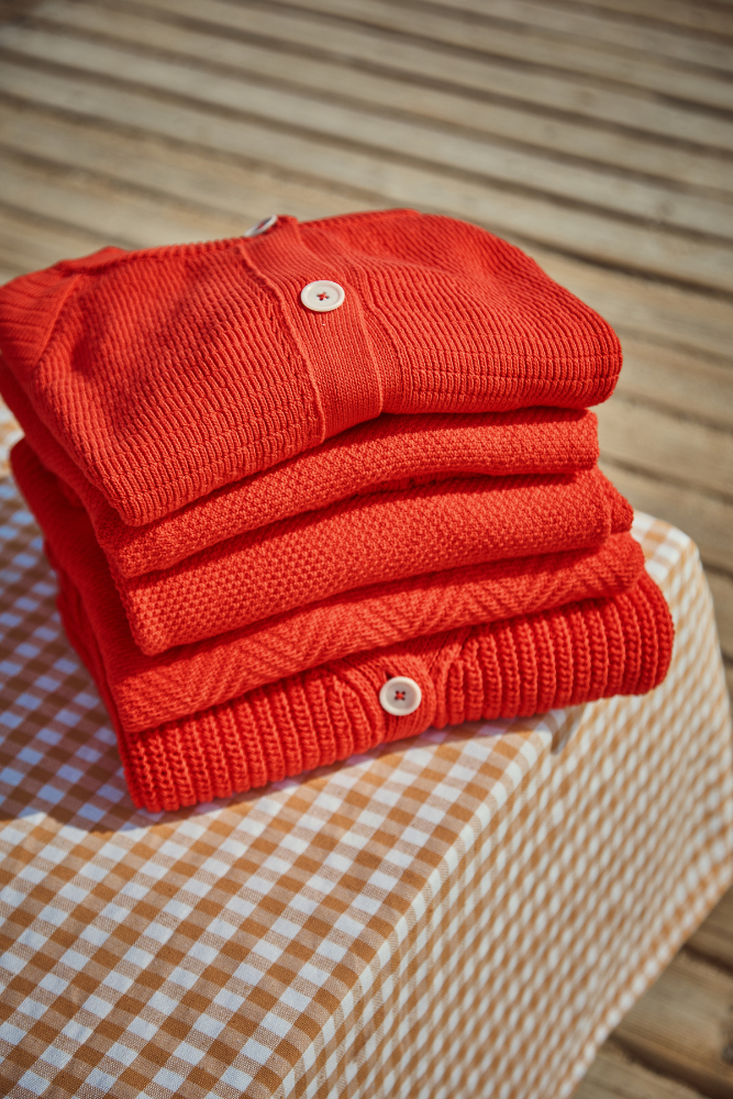 NELLIE Chevron Sweater in Organic Cotton - Red