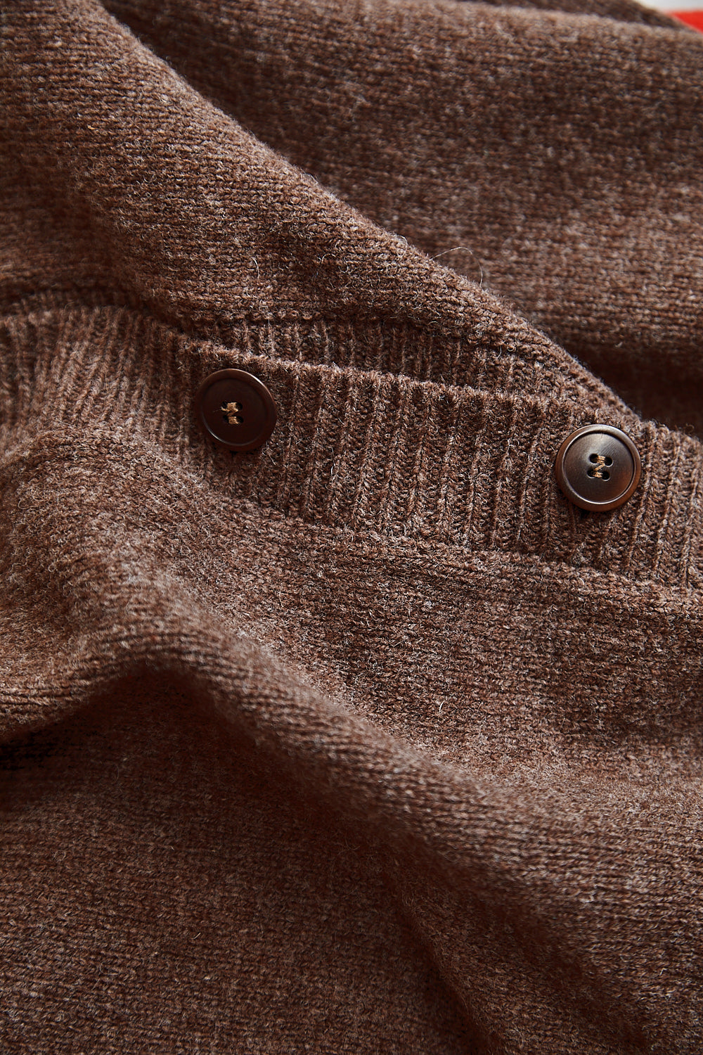 SANDRA Funnel-Neck Cardigan in Merino Wool - Chocolate