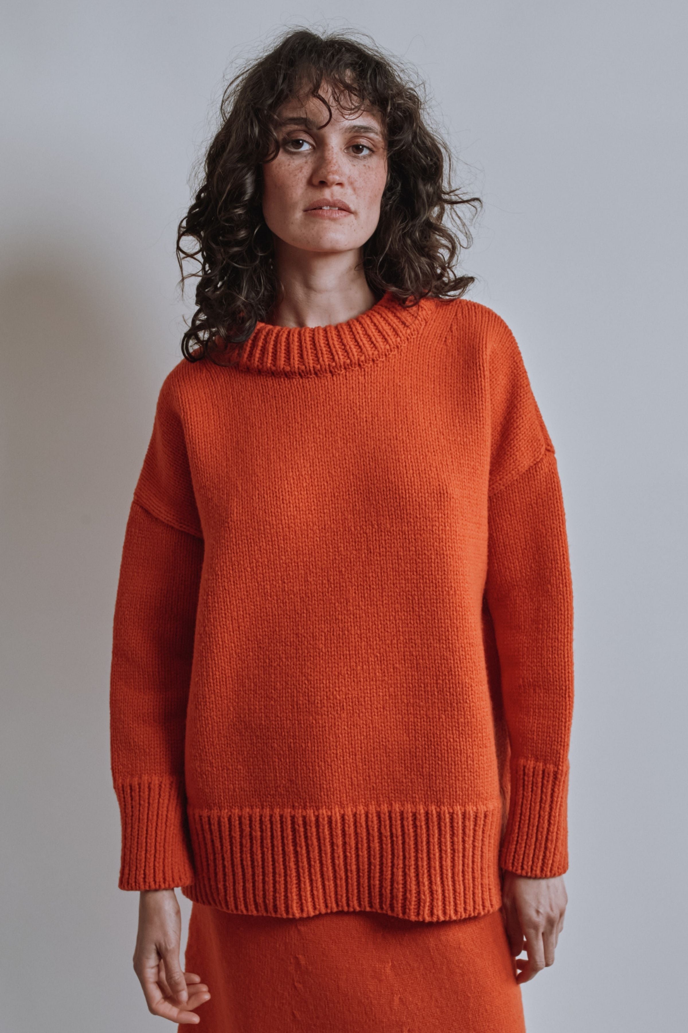 STEPHANIE Oversize Sweater in Merino Wool - Burnt Orange