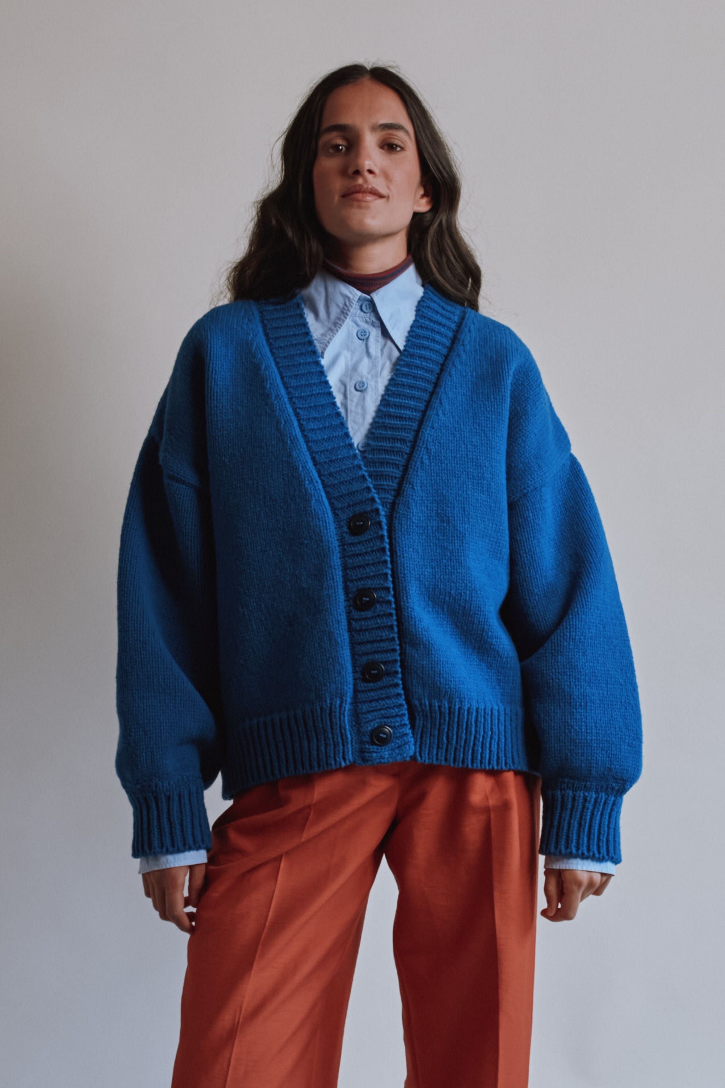 LUNA Batwing Cardigan in Merino Wool - Cobalt Blue