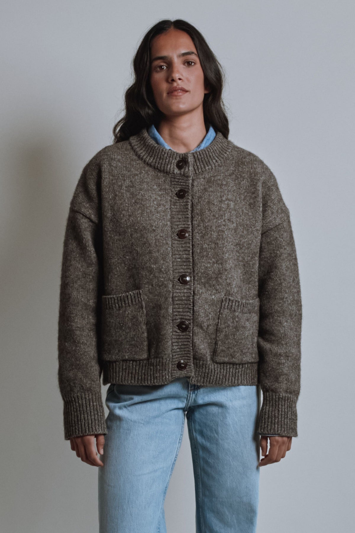 SILKE Cardigan in Yak Wool - Brown