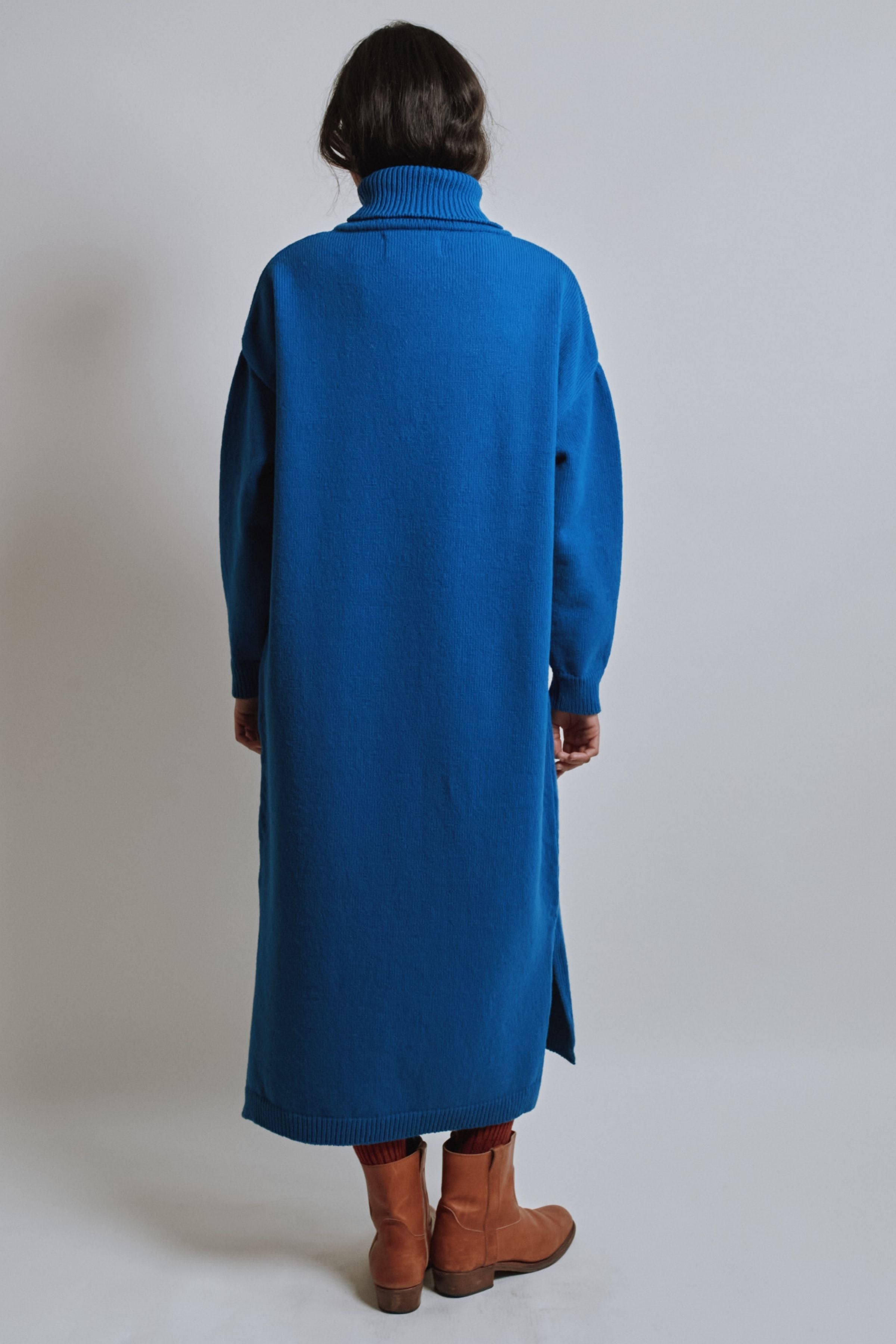 Robe en maille FREYA en laine mérinos - Bleu cobalt
