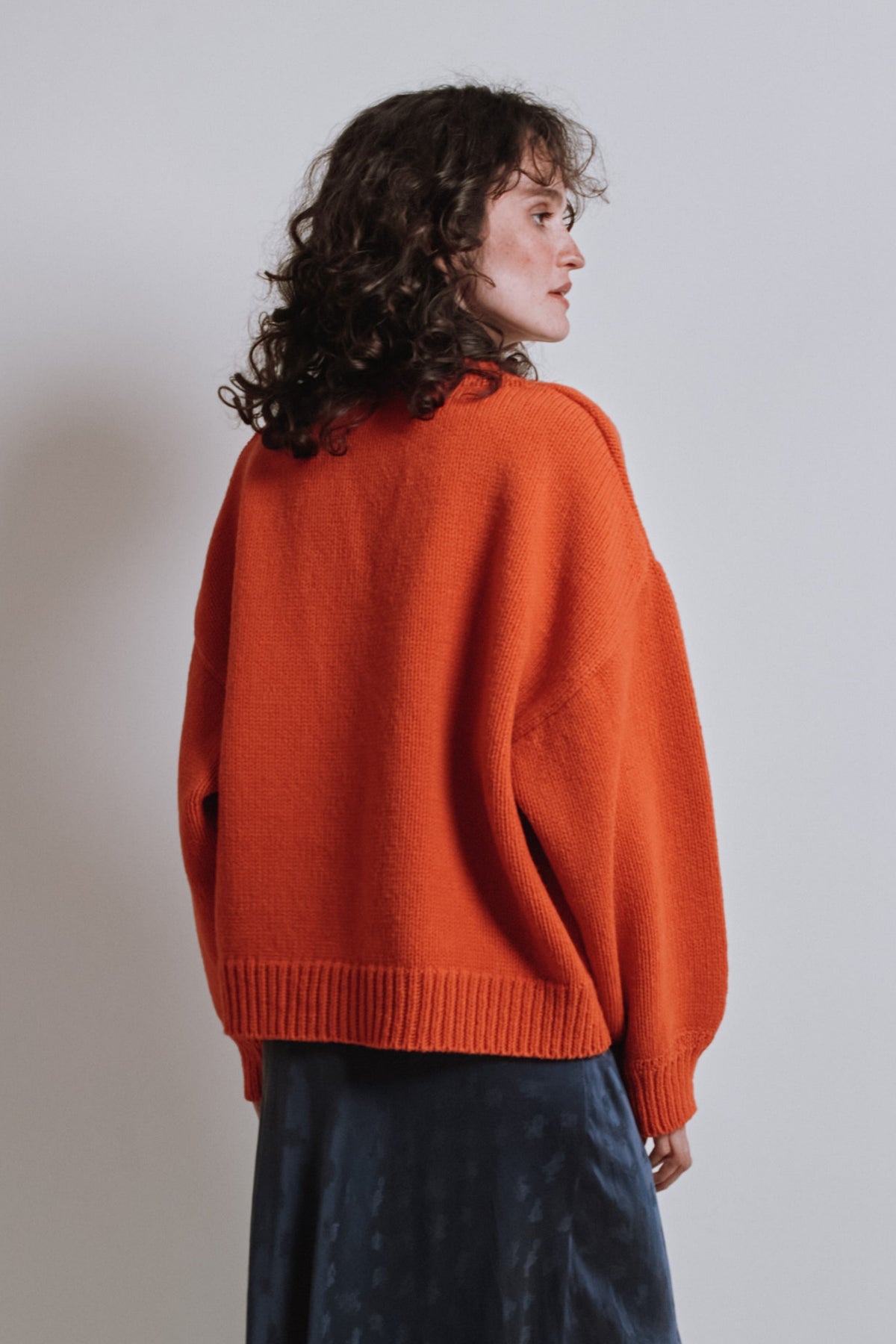 LUNA Batwing Cardigan in Merino Wool - Burnt Orange