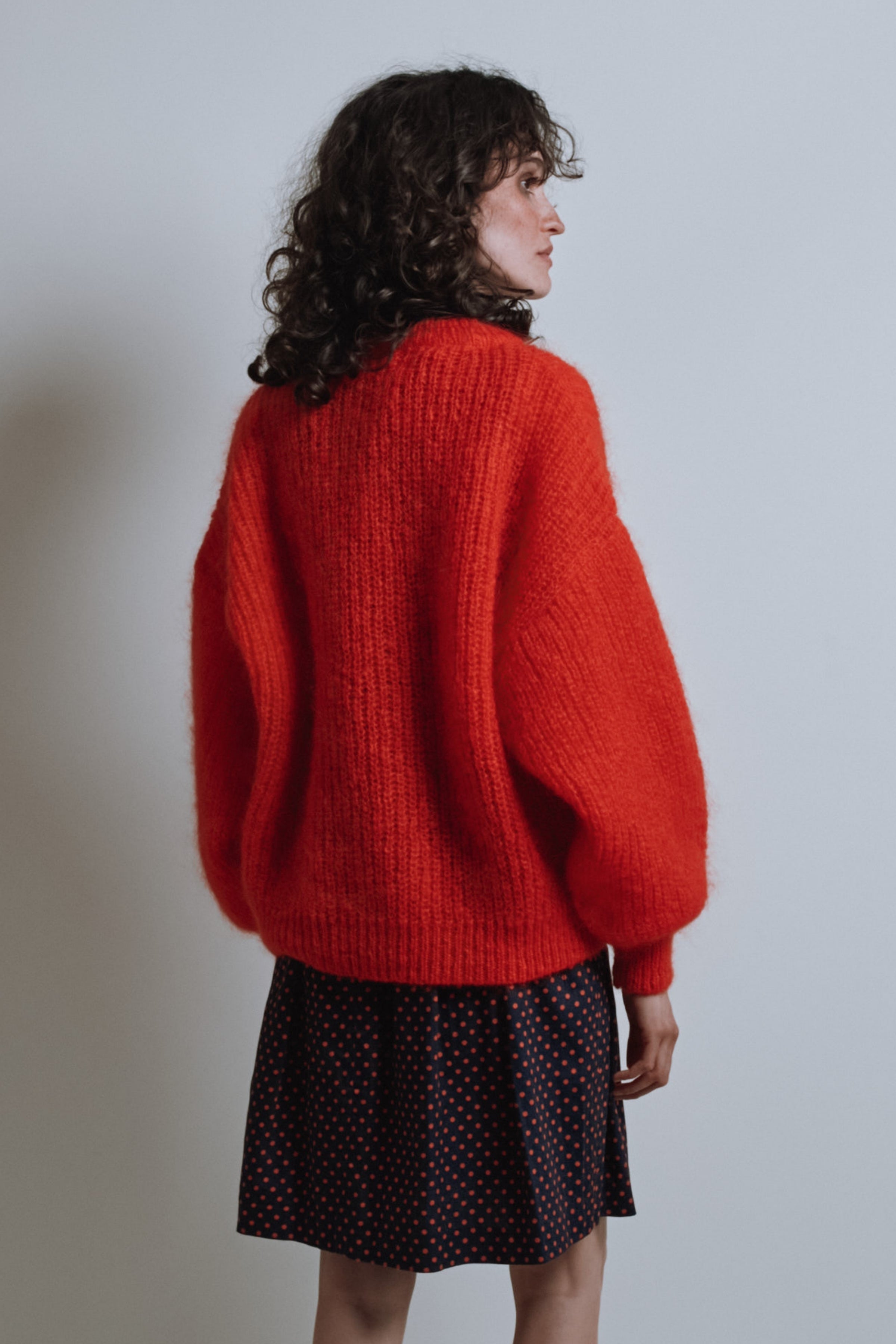 LUCIE Batwing Sweater in Mohair Wool - Red