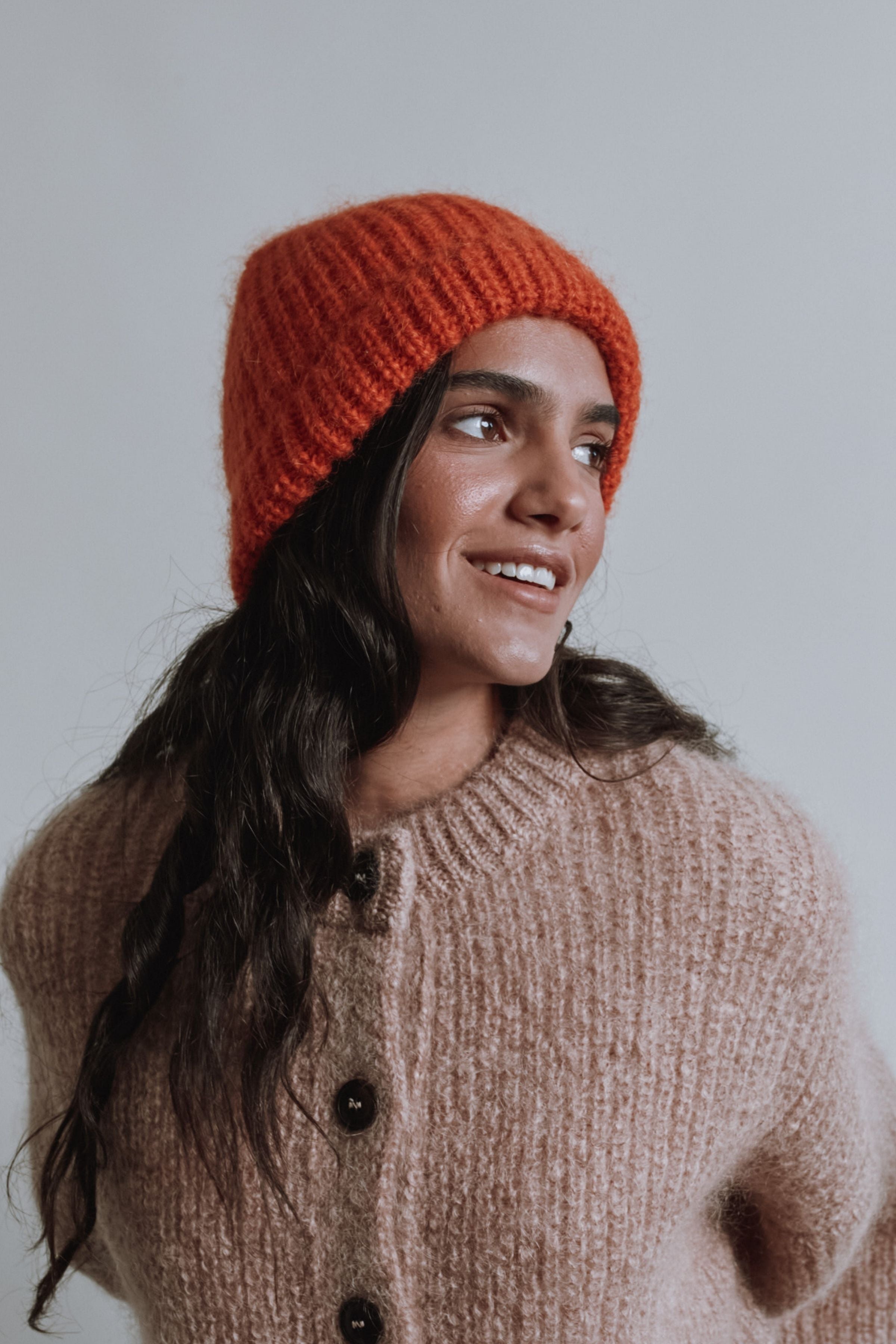 PAUL Beanie in Merino-Mohair Wool - Burnt Orange