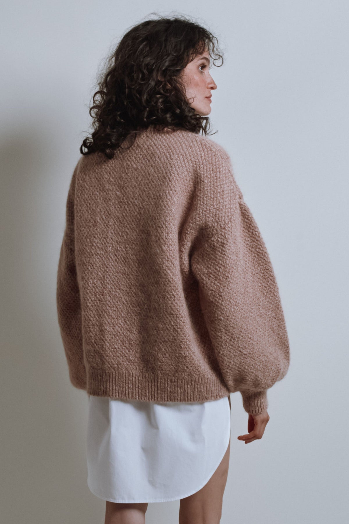GEORGE High-Neck Jacket in Merino-Mohair Wool - Light Pink