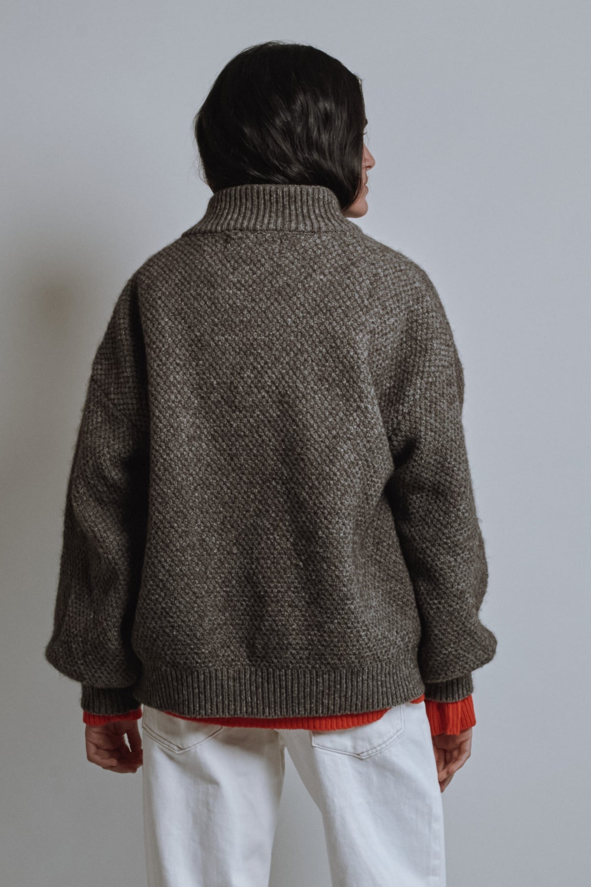 GEORGE High-Neck Jacket in Yak-Merino Wool - Brown