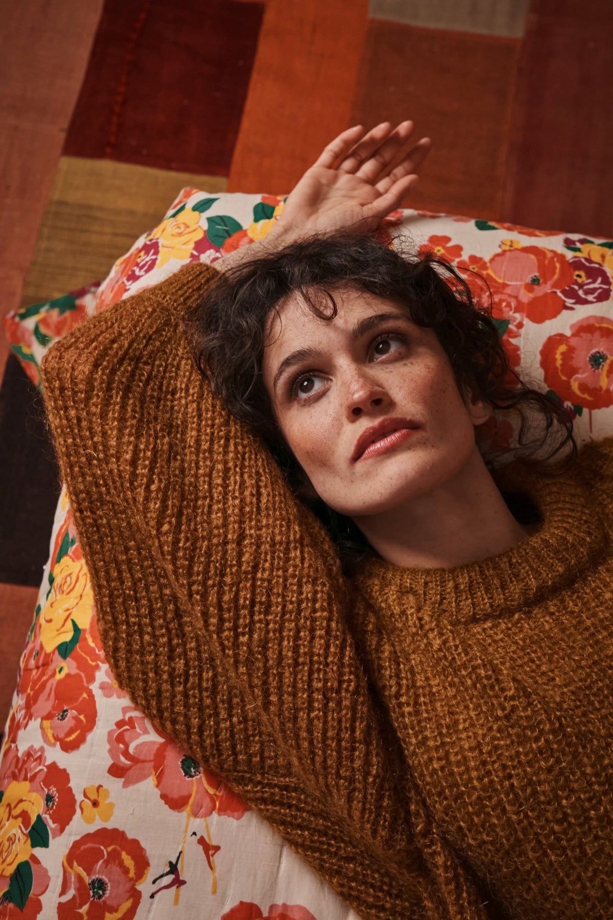 LUCIE Batwing Sweater in Mohair Wool - Amber