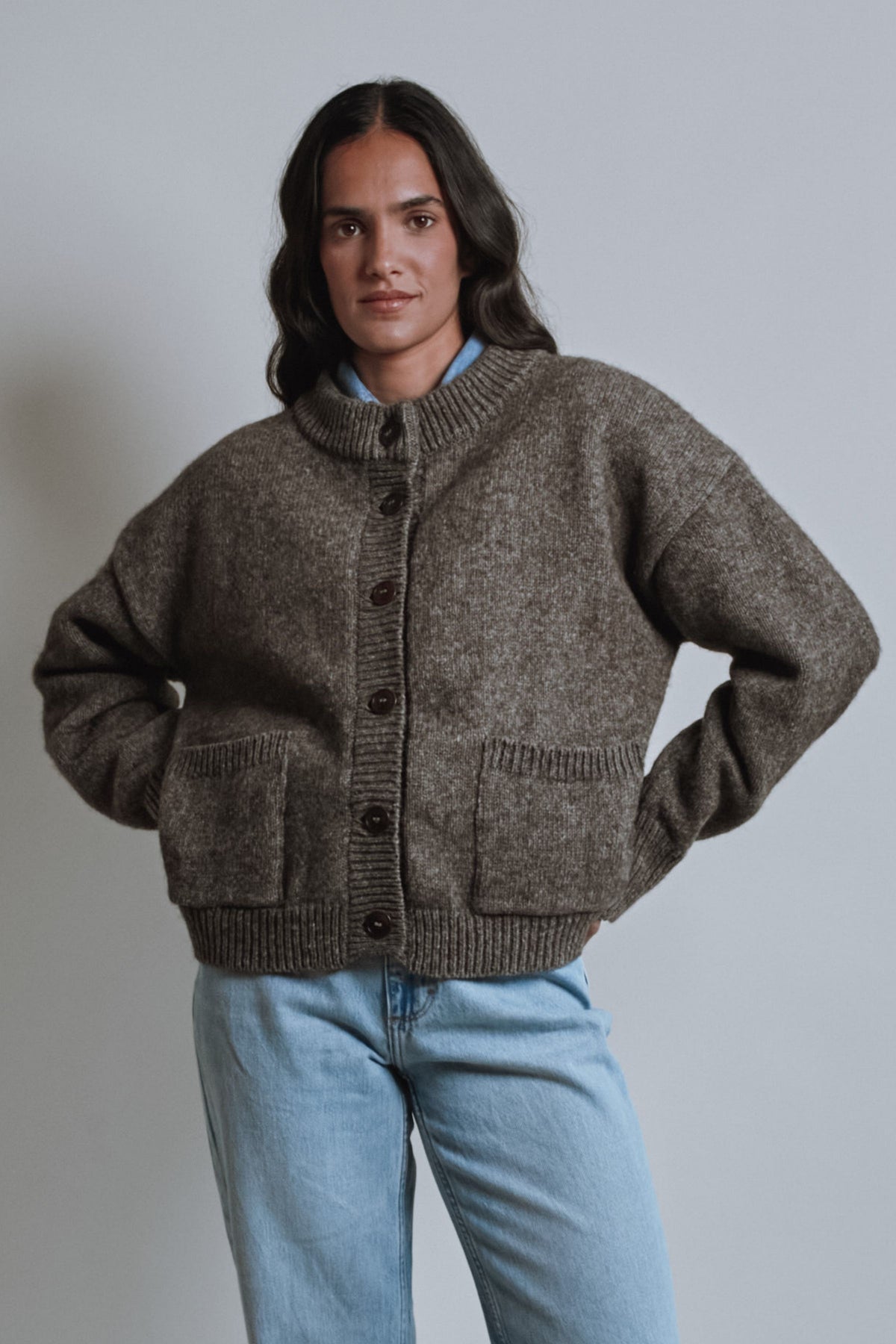 SILKE Cardigan in Yak Wool - Brown