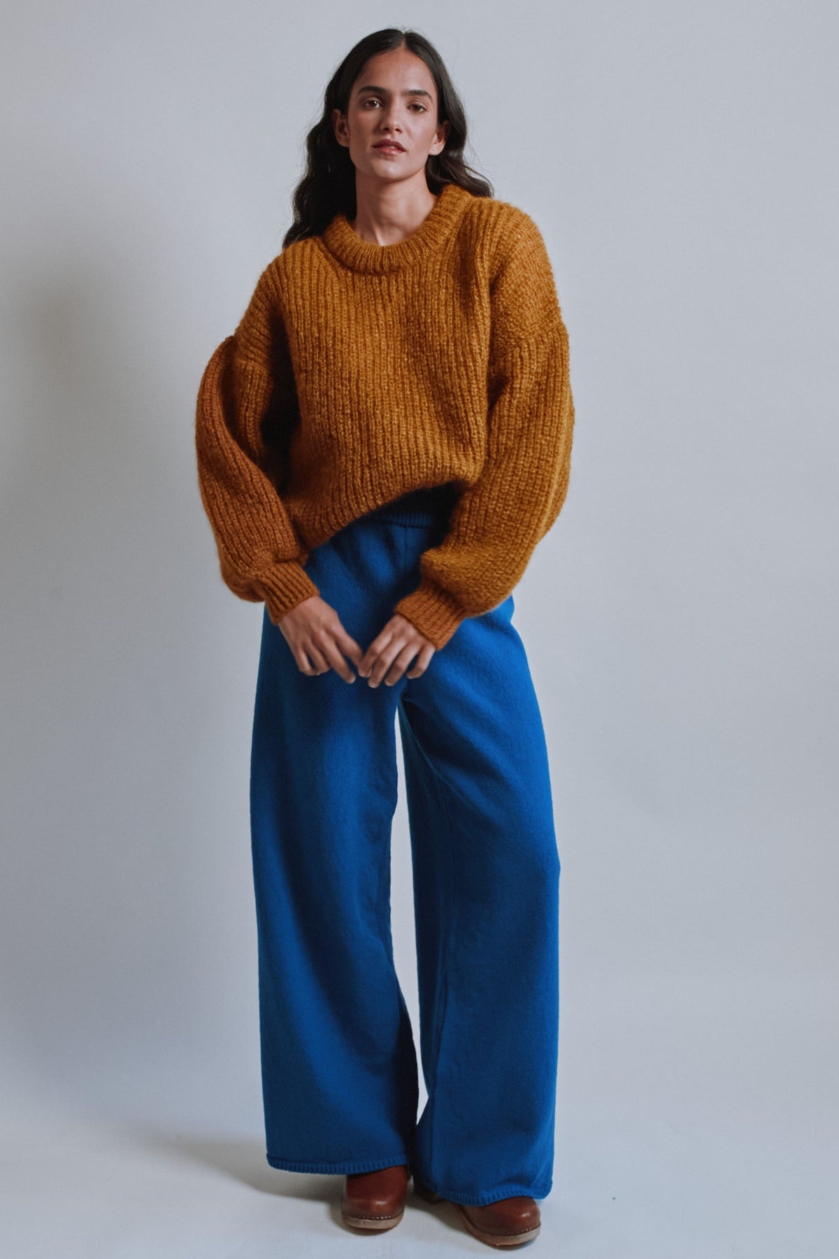LUCIE Batwing Sweater in Mohair Wool - Amber