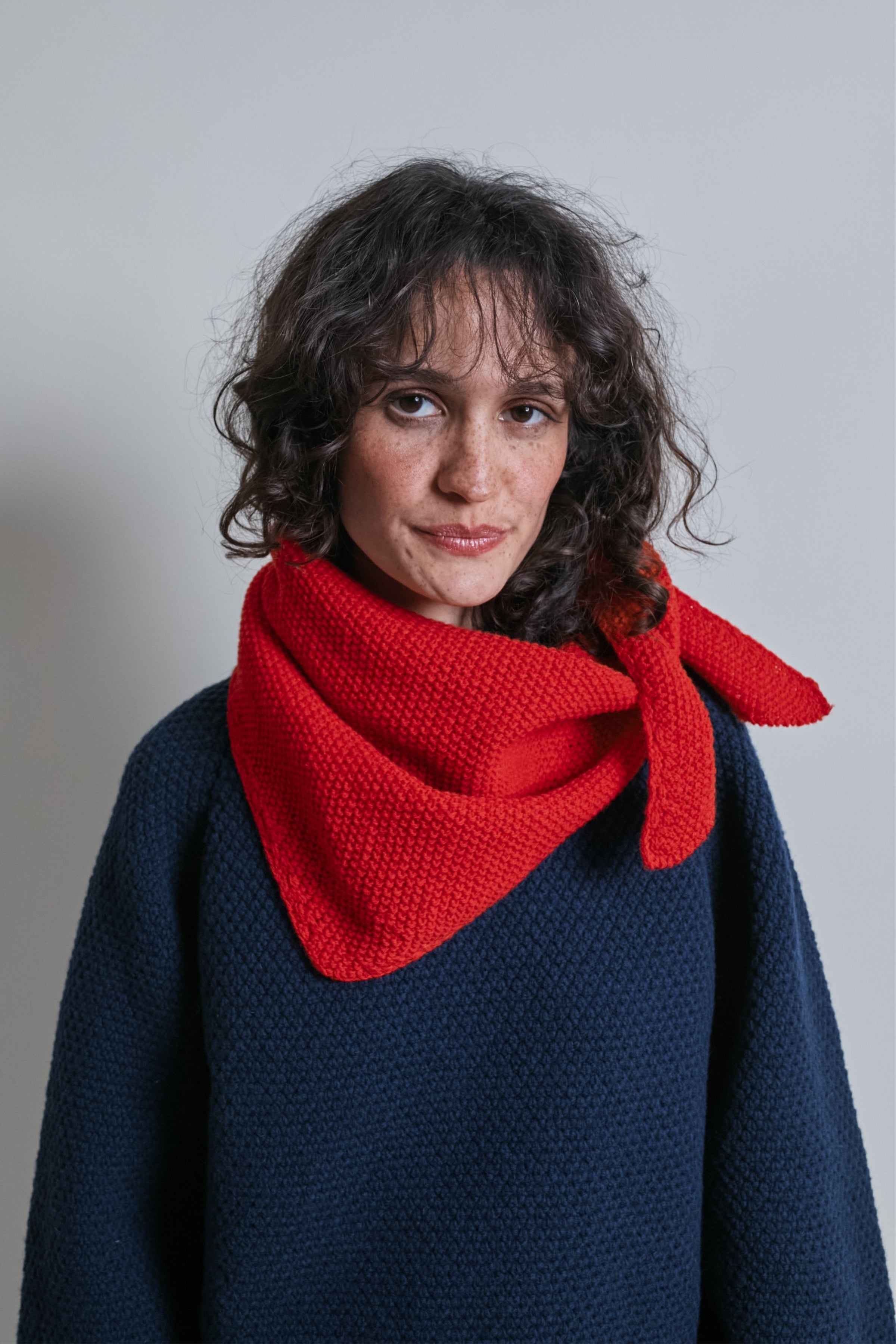 HORTENSE Bandana in Merino Wool - Red