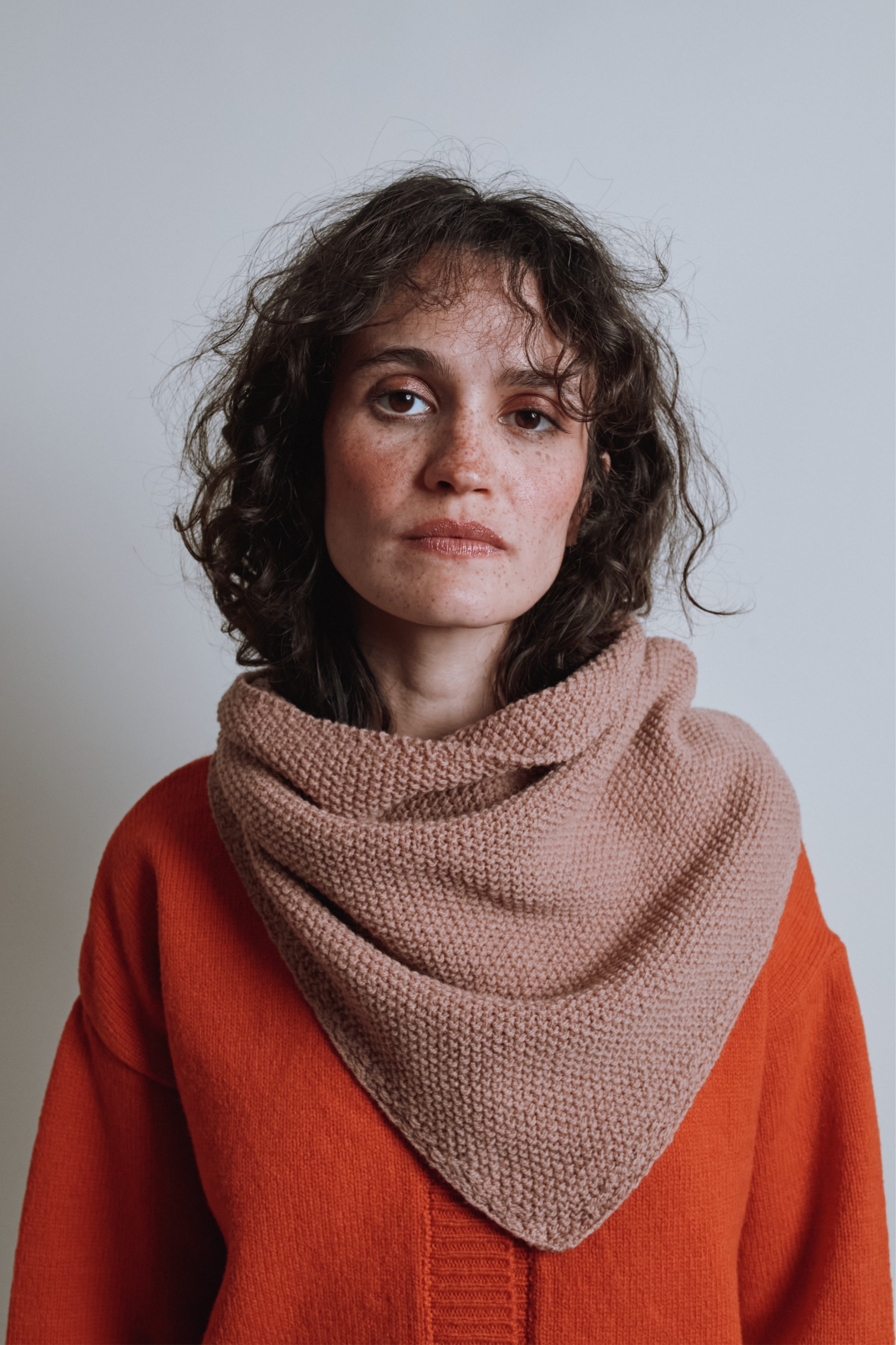 HORTENSE Bandana in Merino Wool - Light Pink