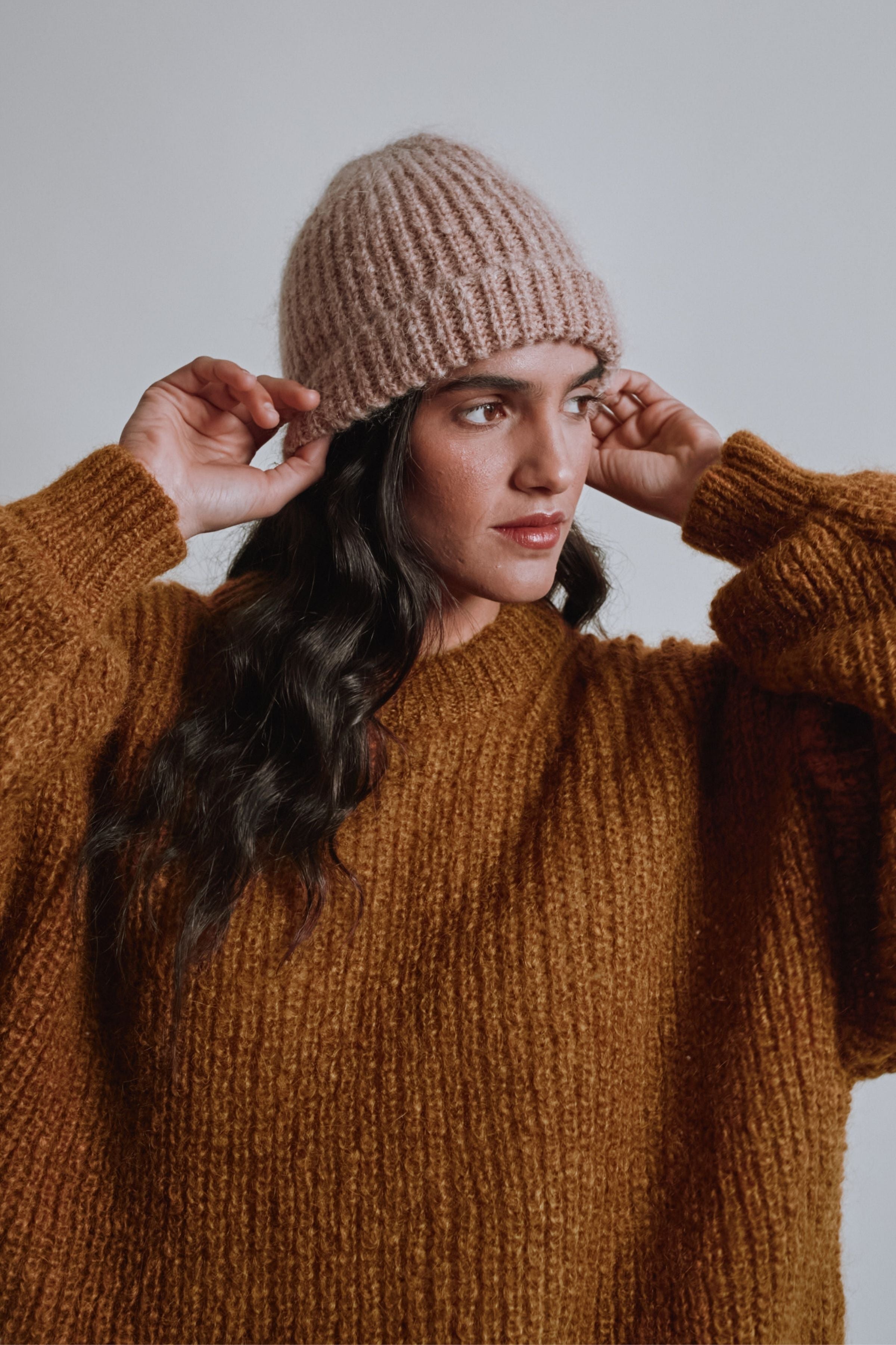 PAUL Beanie in Merino-Mohair Wool - Light Pink