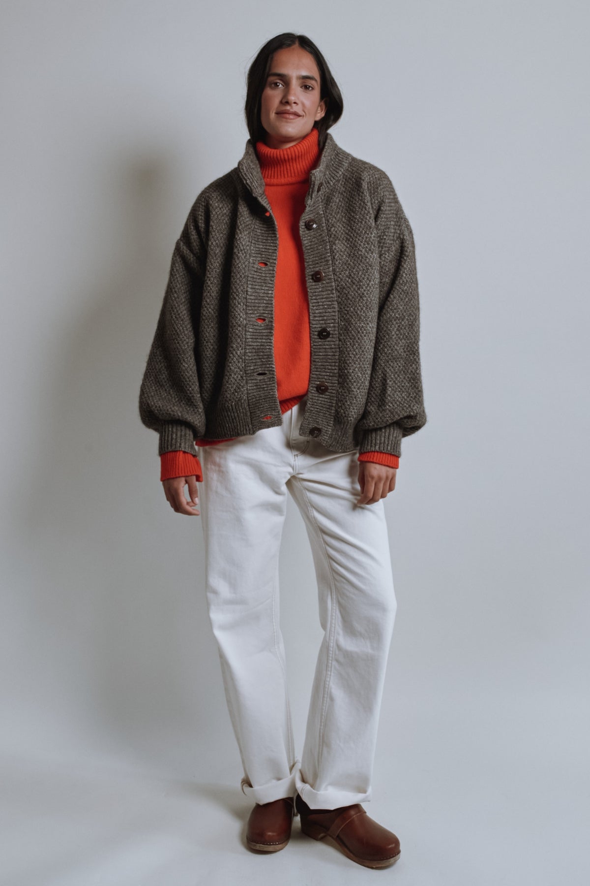 GEORGE High-Neck Jacket in Yak-Merino Wool - Brown